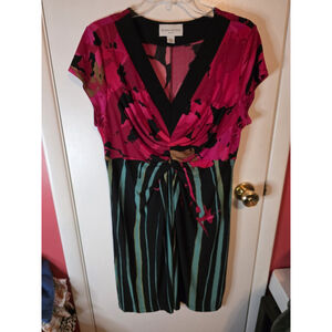 Ronni Nicole Dress Size 14 Petite Sleeveless Sheath Colorful Art Stretch